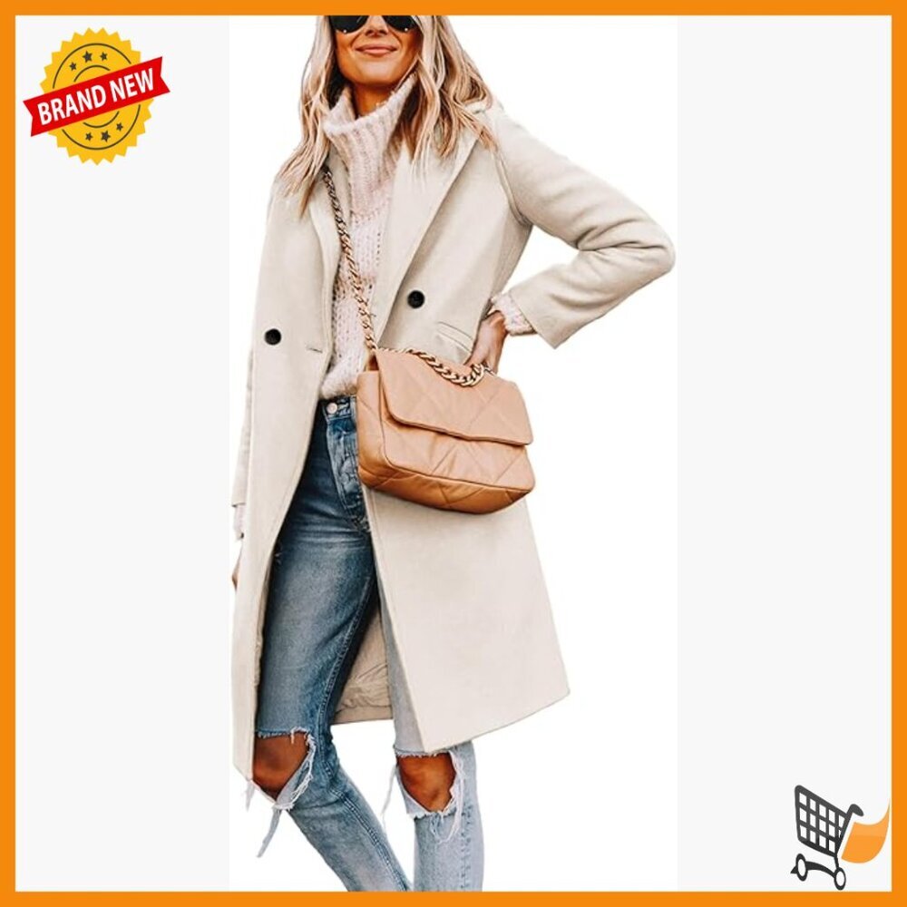 Women's Wool Blend Peacoat Long Notch Lapel Slim Fit Winter Coat